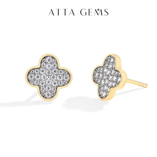 VVS1 Moissanite earrings in solid gold showcasing timeless elegance with intricate design and sparkling brilliance.